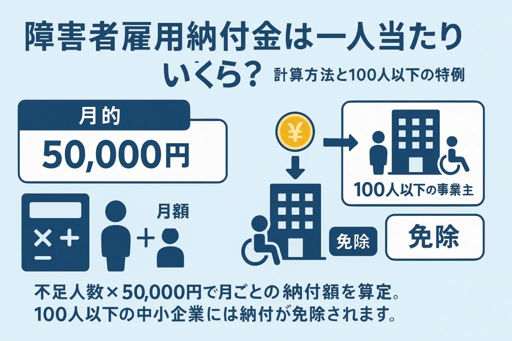 障害者雇用納付金は一人当たりいくら？計算方法と100人以下の特例