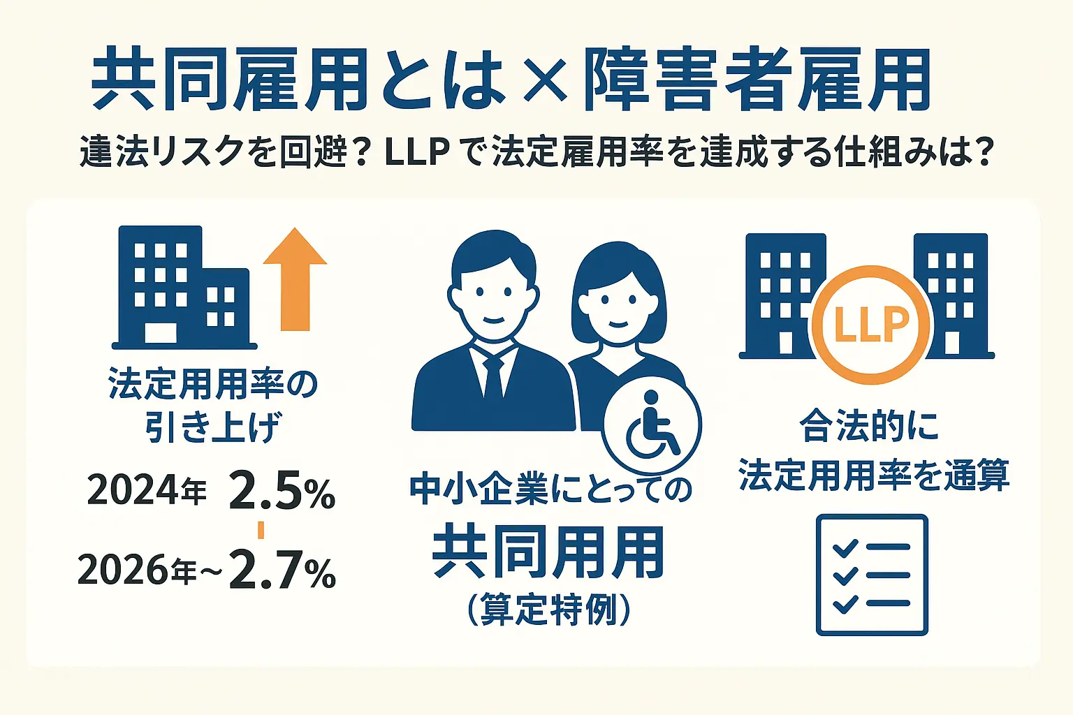 【共同雇用とは×障害者雇用】違法リスクを回避？LLPで法定雇用率を達成する仕組みとは？