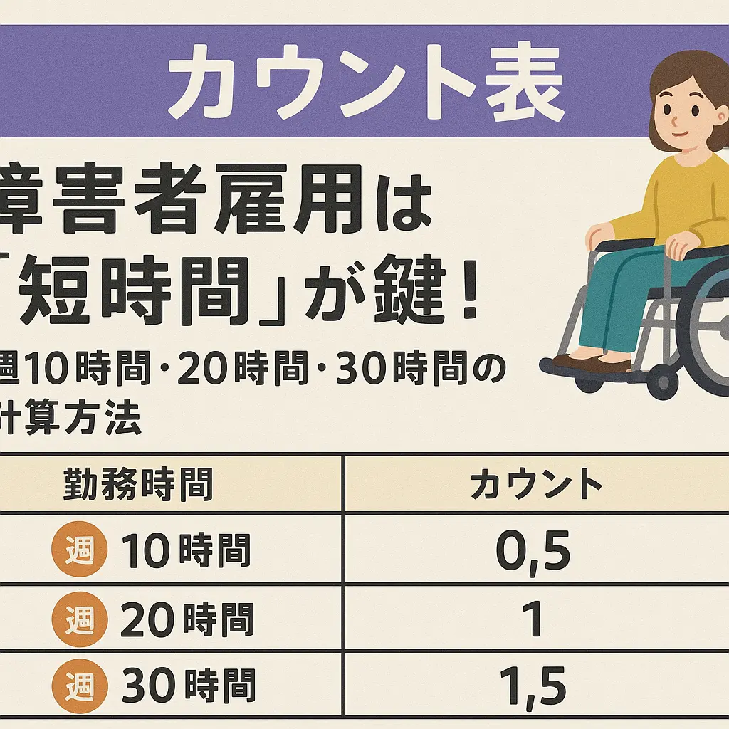 【カウント表】障害者雇用は「短時間」が鍵！週10時間・20時間・30時間の計算方法