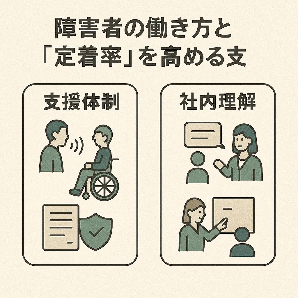 障害者の働き方と「定着率」を高める支援体制と社内理解